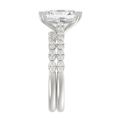 Ladies 14K White Gold Ladies Elegance- Bridal Set  3 1/3CT Round &amp; Radiant Diamond 3.00CT Radiant Center stone (Color F-G -Clarity VS1/VS2)