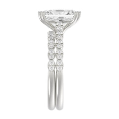 Ladies 14K White Gold Ladies Elegance- Bridal Set  3 1/3CT Round &amp; Radiant Diamond 3.00CT Radiant Center stone (Color F-G -Clarity VS1/VS2)