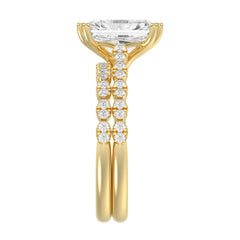 Ladies 14K Yellow Gold Ladies Elegance- Bridal Set  3 1/3CT Round &amp; Radiant Diamond 3.00CT Radiant Center stone (Color F-G -Clarity VS1/VS2)