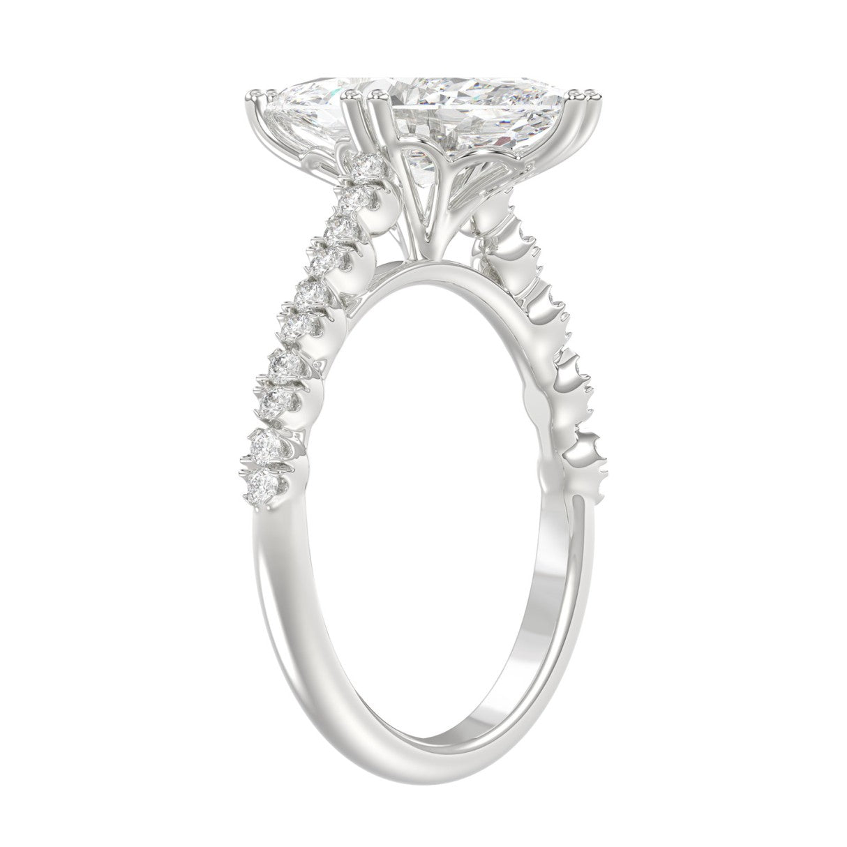 Ladies 14K White Gold Ladies Elegance- Bridal Set  3 1/3CT Round & Marquise Diamonds 3.00CT Marquise Center stone (Color F-G -Clarity VS1/VS2)