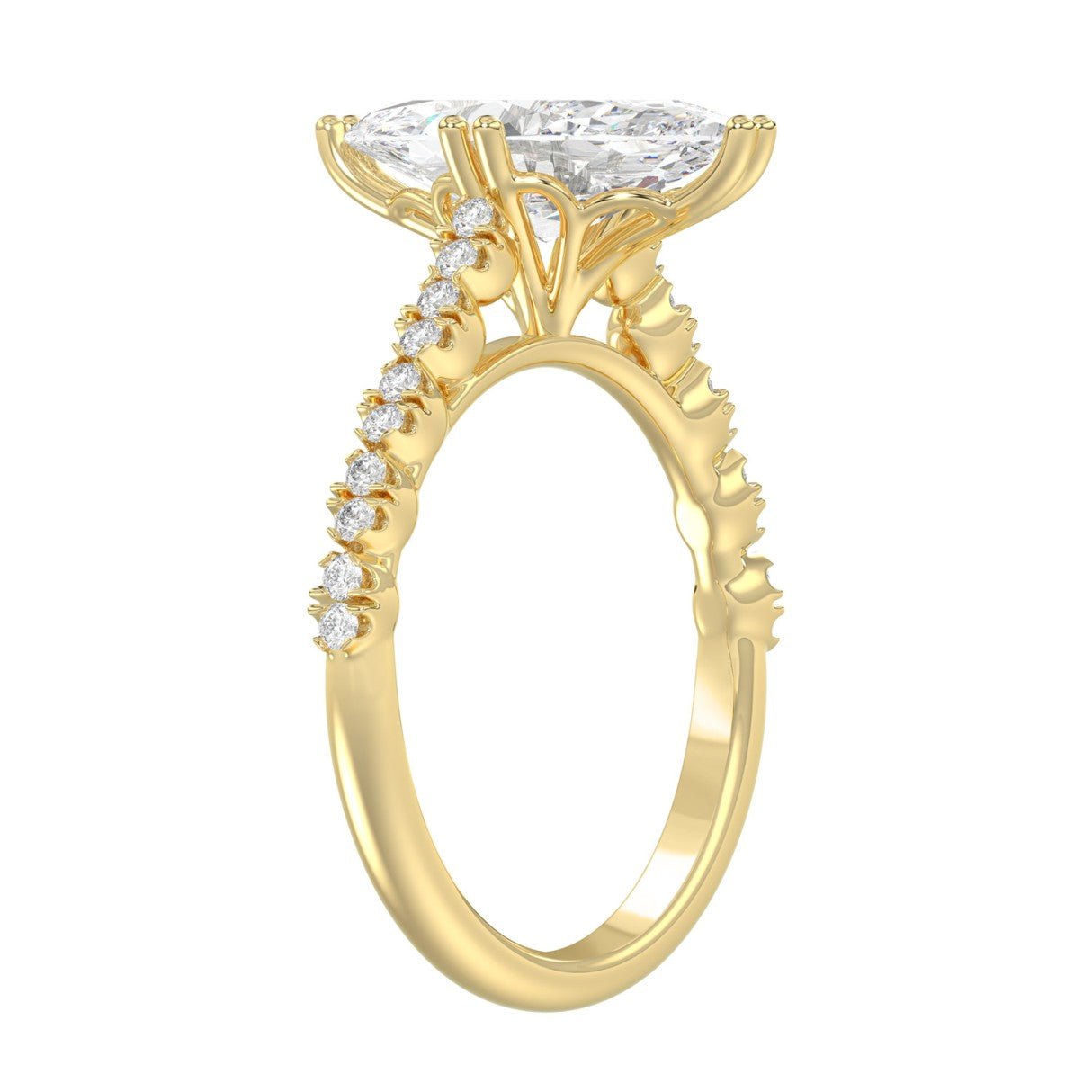 Ladies 14K Yellow Gold Ladies Elegance- Bridal Set  3 1/3CT Round & Marquise Diamonds 3.00CT Marquise Center stone (Color F-G -Clarity VS1/VS2)