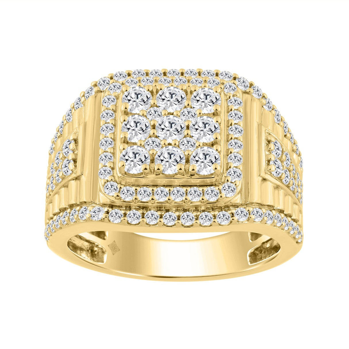 14K YELLOW GOLD 2.00CT ROUND DIAMOND MEN'S RING