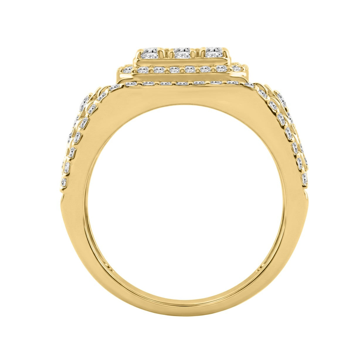 14K YELLOW GOLD 2.00CT ROUND DIAMOND MEN'S RING