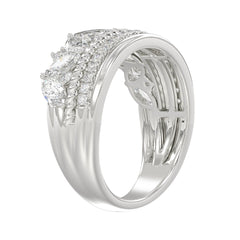 14K White Gold Ladies Fashion Ring with 1.00 CT Round & Marquise Diamonds