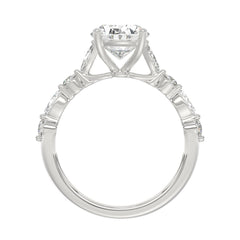 14K White Gold Oval Diamond Fancy Engagement Ring for Ladies 2 1/2CT with Marquise &amp; Round Diamond 2.00CT Oval Center stone (Color F-G -Clarity VS