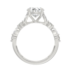 14K White Gold Oval Diamond Fancy Engagement Ring for Ladies 2 1/2CT with Marquise &amp; Round Diamond 2.00CT Oval Center stone (Color F-G -Clarity VS1/VS2)