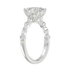 14K White Gold Oval Diamond Fancy Engagement Ring for Ladies 2 1/2CT with Marquise &amp; Round Diamond 2.00CT Oval Center stone (Color F-G -Clarity VS1/VS2)
