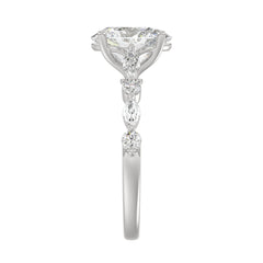 14K White Gold Oval Diamond Fancy Engagement Ring for Ladies 2 1/2CT with Marquise &amp; Round Diamond 2.00CT Oval Center stone (Color F-G -Clarity VS