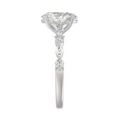 14K White Gold Oval Diamond Fancy Engagement Ring for Ladies 2 1/2CT with Marquise &amp; Round Diamond 2.00CT Oval Center stone (Color F-G -Clarity VS1/VS2)