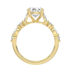 14K Yellow Gold Oval Diamond Fancy Engagement Ring for Ladies 2 1/2CT with Marquise &amp; Round Diamond 2.00CT Oval Center stone (Color F-G -Clarity VS1/VS2)