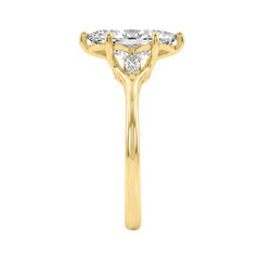 14K Yellow Gold 2 1/6Ct Marquise And Round Three Stone Ladies Engagement Ring With Marquise 2Ct Center Stone (Color F-G Clarity Vs1/Vs2)