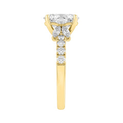 Elegant 14K Yellow Gold Multi Shape Diamond Ladies Ring 2 3/4Ct Oval Marquise Round Bridal Engagement Ring 2Ct Oval Center Stone (Color F-G -Clarity Vs1/Vs2)