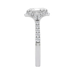 Elegance Ladies 14K White Gold 3 1/2CT Round Lab Grown Diamond Bridal Ring & Emerald Cut Halo Engagement Ring for Women (3.00CT Emerald Center stone (