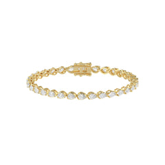 Elegant Pear Shape Diamond Ladies Tennis Bracelet in 14K Yellow Gold 3 1/2CT (Color F-G -Clarity VS1/VS2)