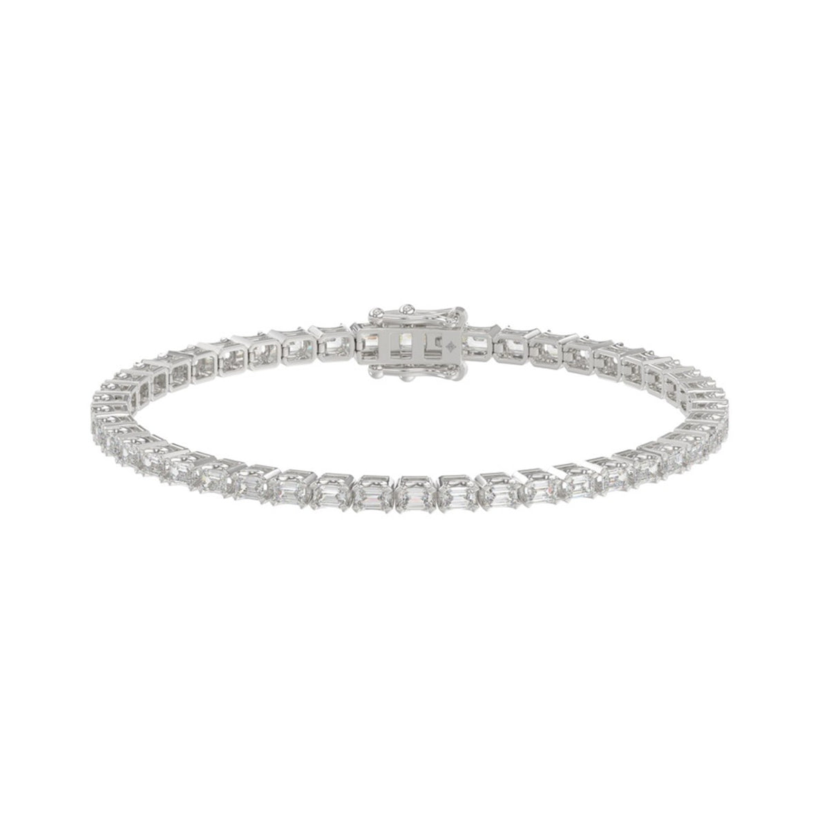 Luxury Emerald Shape Diamond Ladies Tennis Bracelet in 14K White Gold 4 1/2CT (Color F-G -Clarity VS1/VS2)