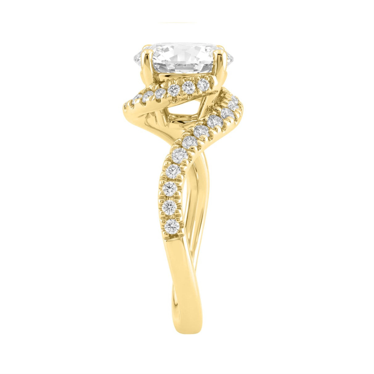 14K Yellow Gold Round Cut Diamond Bridal Ring 3 1/2Ct Wedding Engagement Ladies Ring 3Ct Round Center Stone (Color F-G -Clarity Vs1/Vs2)