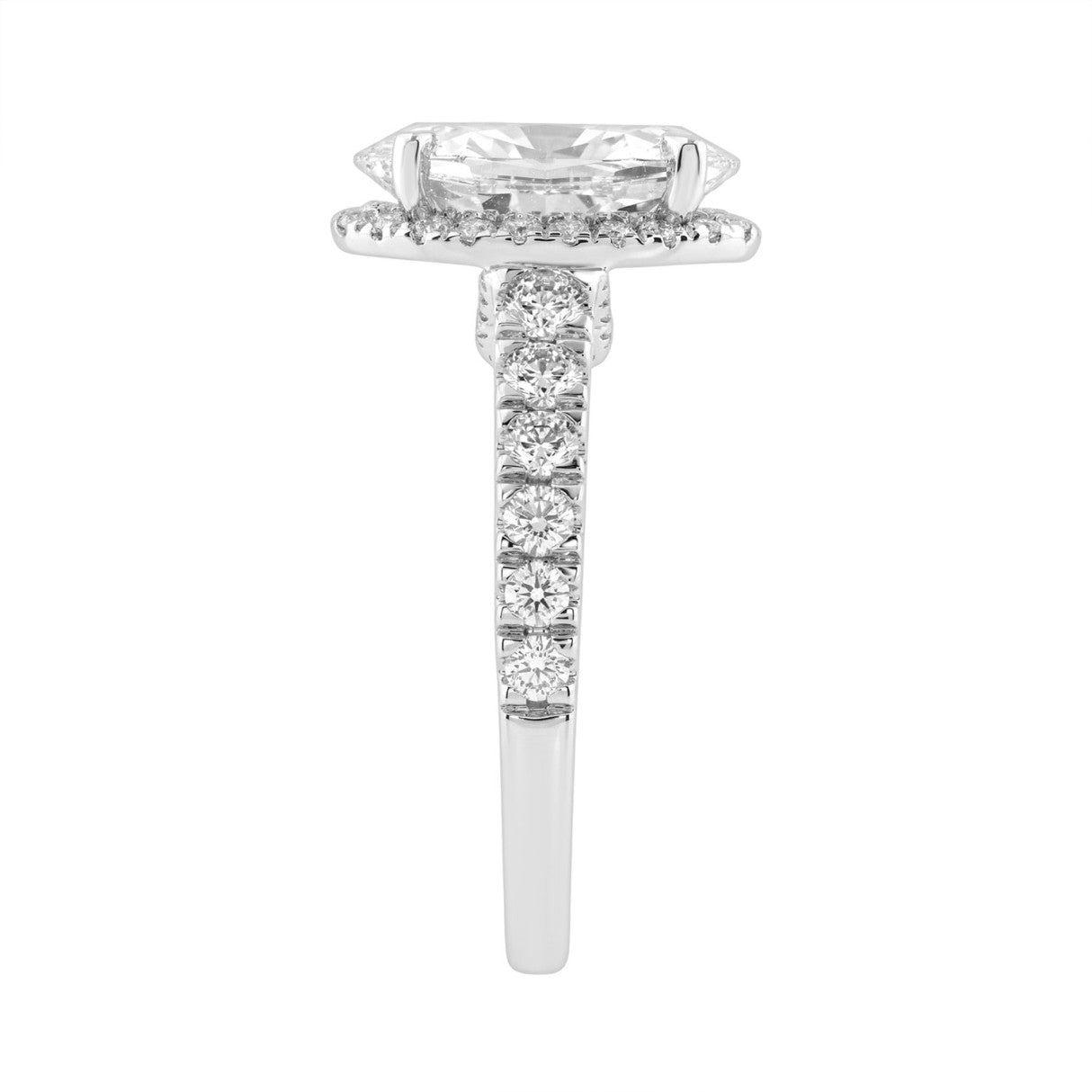 14K White Gold 4 3/4Ct Oval Cut Lab-Grown Diamond Engagement Ring With Hidden Halo Round & Oval Bridal Ring Set For Women 4Ct Oval Center Stone (Color
