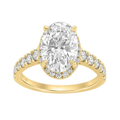 14K Yellow Gold 4 3/4Ct Oval Cut Lab-Grown Diamond Engagement Ring With Hidden Halo Round & Oval Bridal Ring Set For Women 4Ct Oval Center Stone (Color F-G -Clarity Vs1/Vs2)