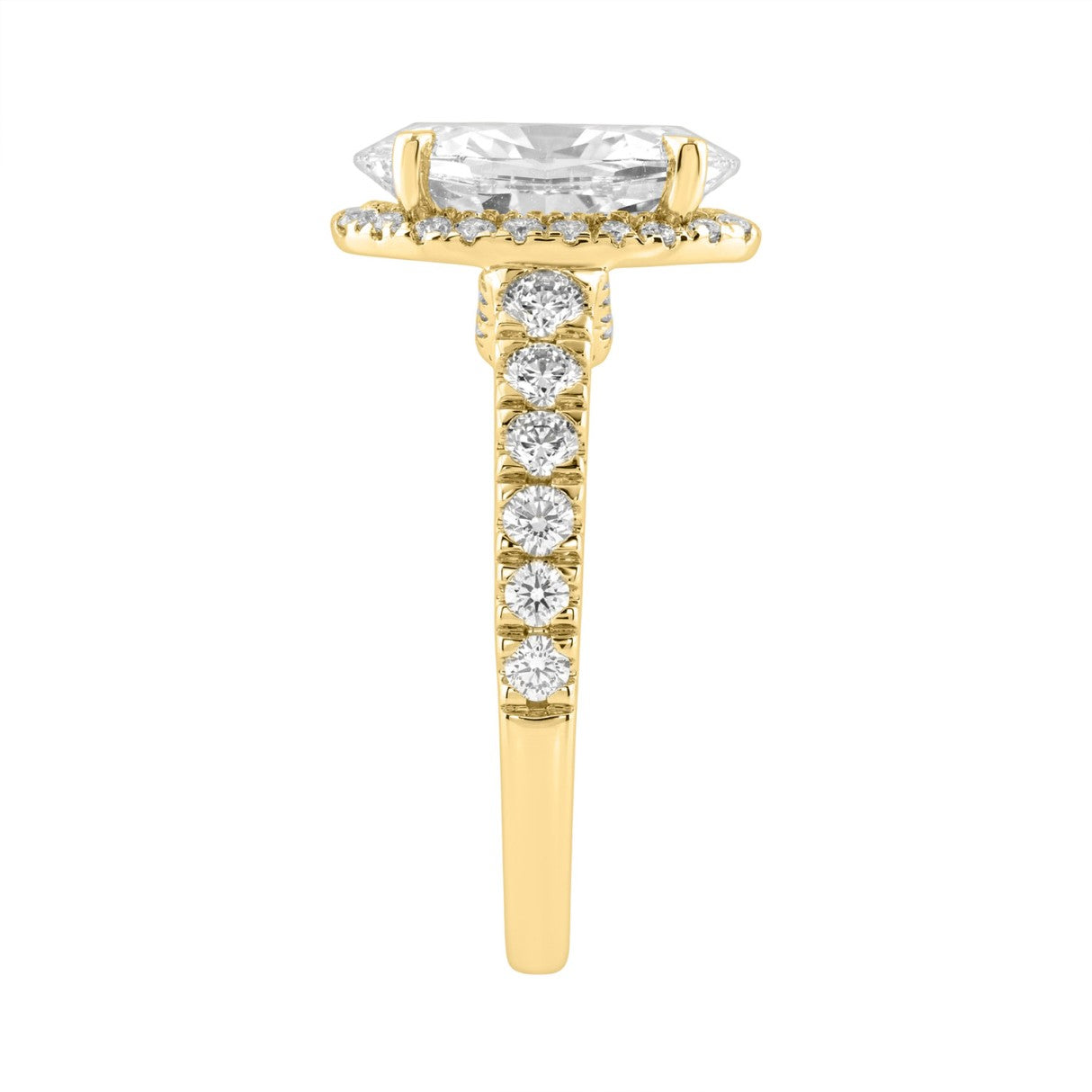 14K Yellow Gold 4 3/4Ct Oval Cut Lab-Grown Diamond Engagement Ring With Hidden Halo Round &amp; Oval Bridal Ring Set For Women 4Ct Oval Center Stone (
