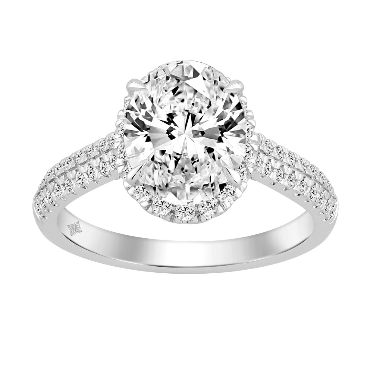Luxury 14K White Gold 3 1/2Ct Round & Oval Lab-Grown Diamond Halo Ring Elegant Bridal Engagement Ring For Women 3Ct Oval Center Stone (Color F-G -Clarity Vs1/Vs2)