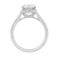 Luxury 14K White Gold 3 1/2Ct Round & Oval Lab-Grown Diamond Halo Ring Elegant Bridal Engagement Ring For Women 3Ct Oval Center Stone (Color F-G -Clar