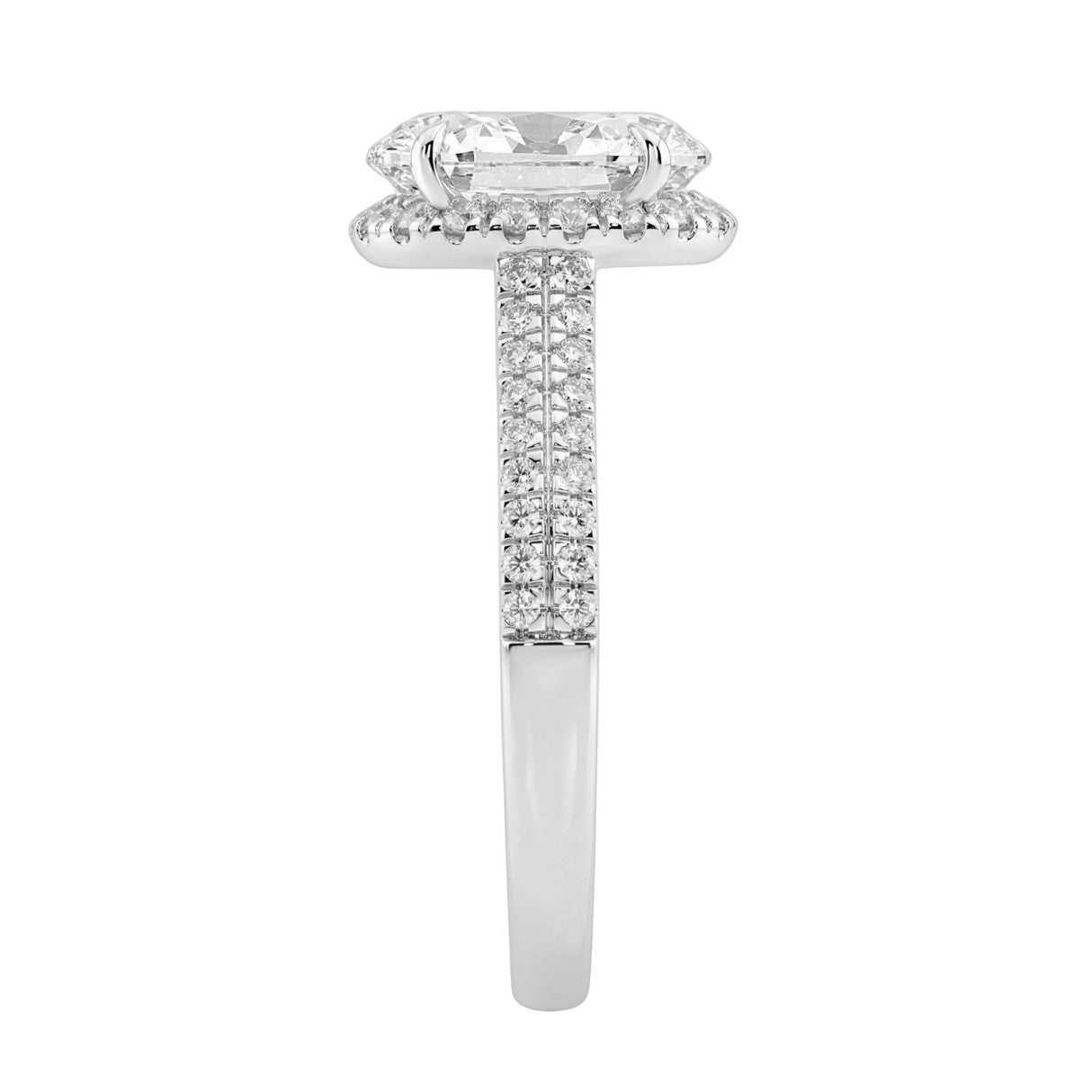 Luxury 14K White Gold 3 1/2Ct Round & Oval Lab-Grown Diamond Halo Ring Elegant Bridal Engagement Ring For Women 3Ct Oval Center Stone (Color F-G -Clar