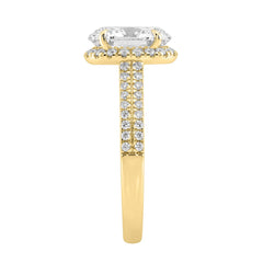 Luxury 14K Yellow Gold 3 1/2Ct Round & Oval Lab-Grown Diamond Halo Ring Elegant Bridal Engagement Ring For Women 3Ct Oval Center Stone (Color F-G -Clarity Vs1/Vs2)