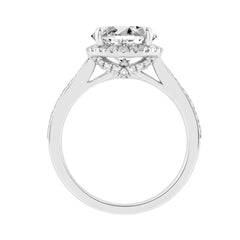 14K White Gold 3 1/2Ct Round Brilliant Diamond Hidden Halo Engagement Ring Fashion Bridal Ring For Women 3Ct Round Center Stone (Color F-G -Clarity Vs1/Vs2)