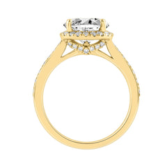 14K Yellow Gold 3 1/2Ct Round Brilliant Diamond Hidden Halo Engagement Ring Fashion Bridal Ring For Women 3Ct Round Center Stone (Color F-G -Clarity V