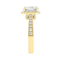 14K Yellow Gold 3 1/2Ct Round Brilliant Diamond Hidden Halo Engagement Ring Fashion Bridal Ring For Women 3Ct Round Center Stone (Color F-G -Clarity V