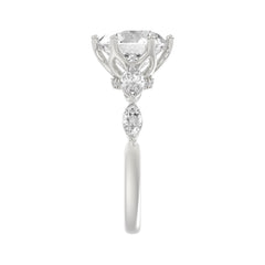 Luxury 14K White Gold  Bridal Ring for Ladies 3 3/4CT Round &amp; Marquise Cut Diamonds 3.00CT Round Center stone (Color F-G -Clarity VS1/VS2)