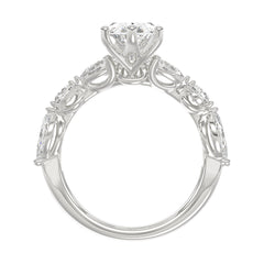14K White Gold  Bridal Fashion Ring for Ladies 4CT Round &amp; Marquise&amp; Pear Cut Diamonds 3.00CT Marquise Center stone (Color F-G -Clarity VS1/VS