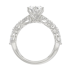 14K White Gold  Bridal Fashion Ring for Ladies 4CT Round &amp; Marquise&amp; Pear Cut Diamonds 3.00CT Marquise Center stone (Color F-G -Clarity VS1/VS2)
