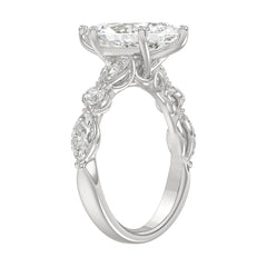 14K White Gold  Bridal Fashion Ring for Ladies 4CT Round &amp; Marquise&amp; Pear Cut Diamonds 3.00CT Marquise Center stone (Color F-G -Clarity VS1/VS