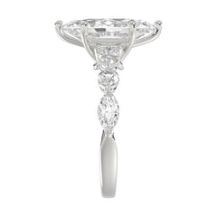 14K White Gold  Bridal Fashion Ring for Ladies 4CT Round &amp; Marquise&amp; Pear Cut Diamonds 3.00CT Marquise Center stone (Color F-G -Clarity VS1/VS
