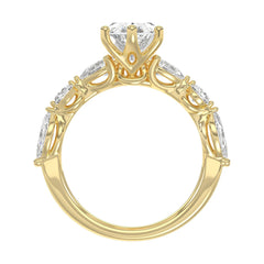 14K Yellow Gold  Bridal Fashion Ring for Ladies 4CT Round &amp; Marquise&amp; Pear Cut Diamonds 3.00CT Marquise Center stone (Color F-G -Clarity VS1/VS2)