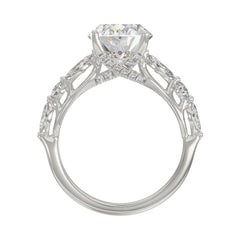 Elegant 14K White Gold  Bridal Fancy Ring for Ladies 3 3/4CT Round &amp; Marquise&amp; Oval Cut Diamonds 3.00CT Center stone (Color F-G -Clarity VS1/V