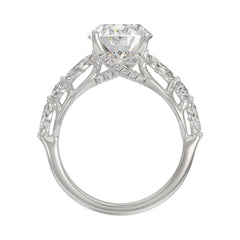 Elegant 14K White Gold  Bridal Fancy Ring for Ladies 3 3/4CT Round &amp; Marquise&amp; Oval Cut Diamonds 3.00CT Center stone (Color F-G -Clarity VS1/VS2)