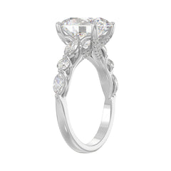 Elegant 14K White Gold  Bridal Fancy Ring for Ladies 3 3/4CT Round &amp; Marquise&amp; Oval Cut Diamonds 3.00CT Center stone (Color F-G -Clarity VS1/VS2)