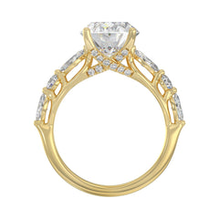 Elegant 14K Yellow Gold  Bridal Fancy Ring for Ladies 3 3/4CT Round &amp; Marquise&amp; Oval Cut Diamonds 3.00CT Oval Center stone (Color F-G -Clarity VS1/VS2)
