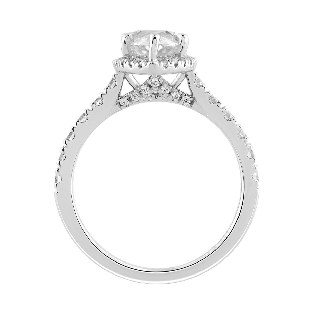 Luxury 14K White Gold 3 3/4Ct Round & Marquise Diamond Halo Ring Elegant Bridal Engagement Ring For Women 3Ct Marquise Center Stone (Color F-G -Clarit