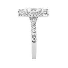 Luxury 14K White Gold 3 3/4Ct Round & Marquise Diamond Halo Ring Elegant Bridal Engagement Ring For Women 3Ct Marquise Center Stone (Color F-G -Clarit