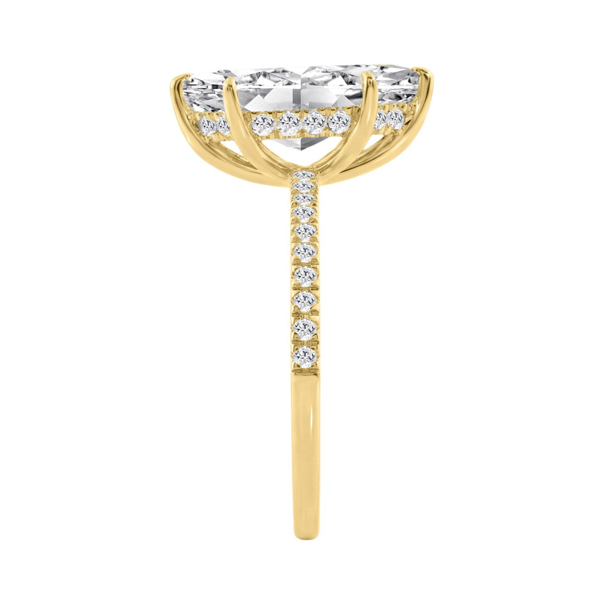 14K YELLOW GOLD 2 1/4CT MARQUISE/ROUND DIAMOND LADIES RING (CENTER STONE MARQUISE DIAMOND 2CT)