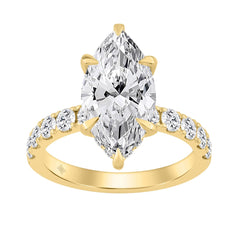 14K YELLOW GOLD 6.00CT MARQUISE/ROUND DIAMOND LADIES RING (CENTER STONE MARQUISE DIAMOND 5CT)