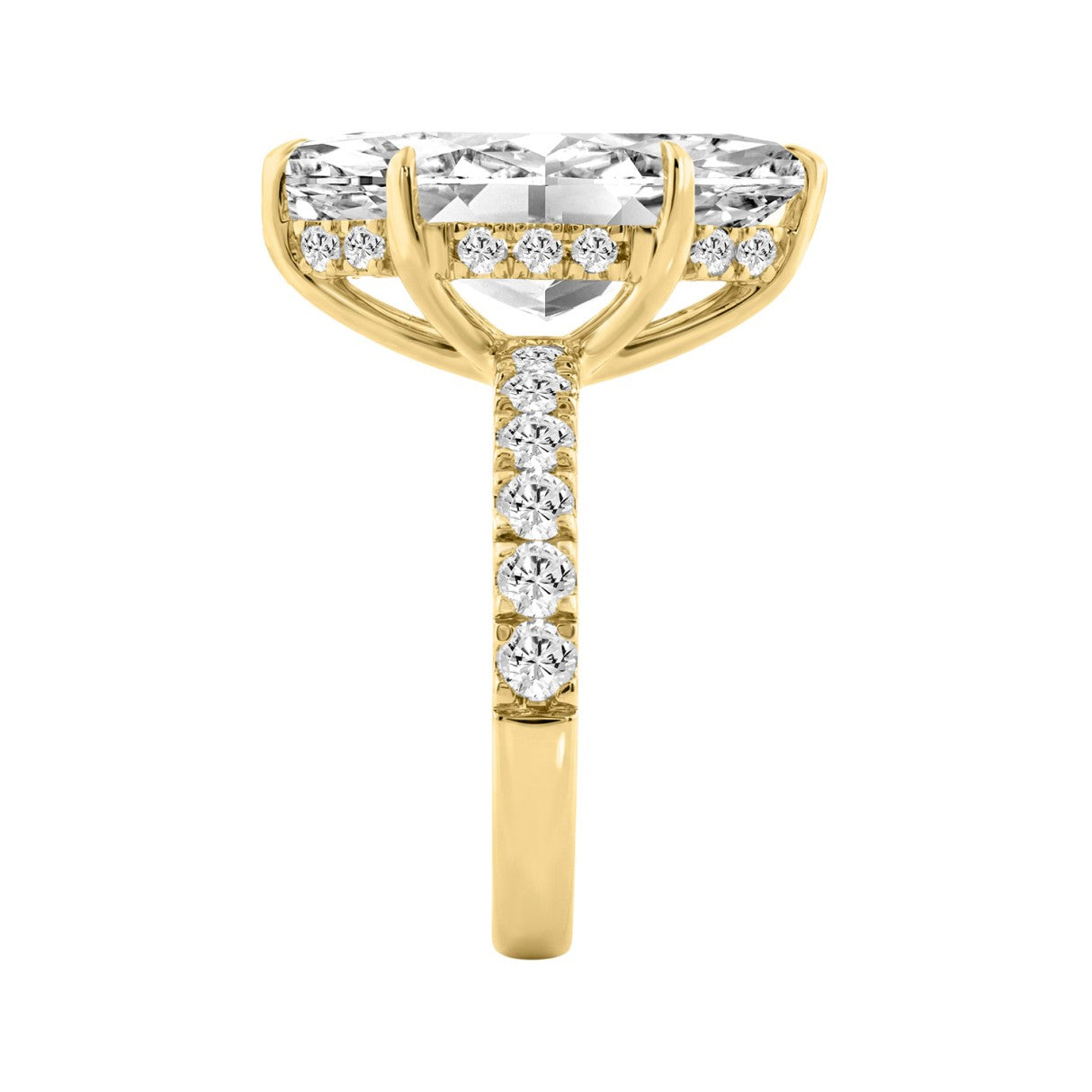 14K YELLOW GOLD 6.00CT MARQUISE/ROUND DIAMOND LADIES RING (CENTER STONE MARQUISE DIAMOND 5CT)