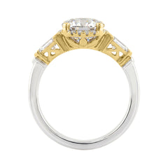 14K White/Yellow Gold 2 1/2Ct Round & Pear Cut Diamond Halo Bridal Ring Engagement Ring For Women 2Ct Round Center Stone (Color F-G -Clarity Vs1/Vs2)