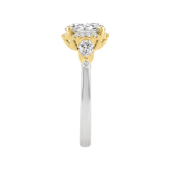 14K White/Yellow Gold 2 1/2Ct Round & Pear Cut Diamond Halo Bridal Ring Engagement Ring For Women 2Ct Round Center Stone (Color F-G -Clarity Vs1/Vs2)