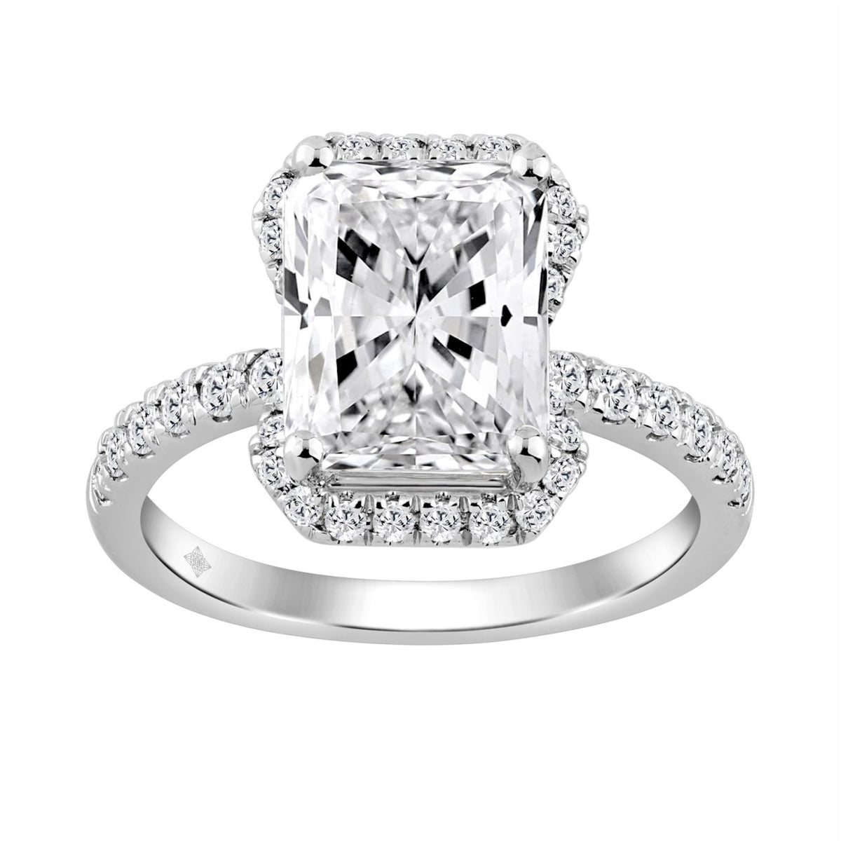 Ladies 14K White Gold Ladies Elegance-Ring 4 1/2CT Round &amp; Radiant Lab Grown Cut Diamond 4.00CT Radiant Center stone (Color F-G -Clarity VS1/VS2)