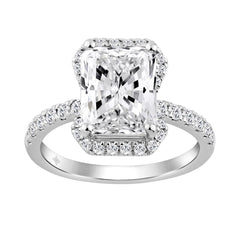 Ladies 14K White Gold Ladies Elegance-Ring 4 1/2CT Round &amp; Radiant Lab Grown Cut Diamond 4.00CT Radiant Center stone (Color F-G -Clarity VS1/VS2)