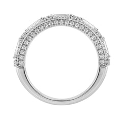 Luxury 2.00Ct 14K White Gold Lab-Grown Diamond Anniversary Ladies Ring Radiant Center & Round Side Diamonds (Color F-G -Clarity Vs1/Vs2)